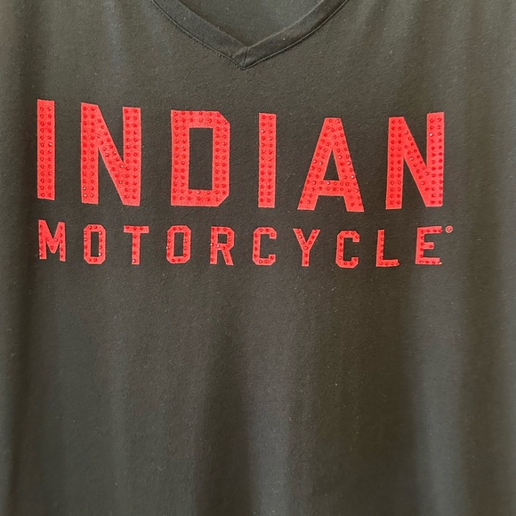 COPY - INDIAN MOTORCYCLE BRAND WOMEN’S V-NECK EMBELLISHED SHORT SLEEVE TEE.  SI… - Picture 2 of 6